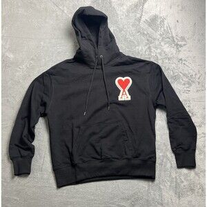 AMI Paris Heavyweight Ami de Coeur Heart Logo Drawstring Hoodie Embroidered XL